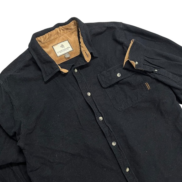 Legendary Whitetails Other - Legendary Whitetails Mens Black Flannel Button Down Corduroy Trim Shirt Large
